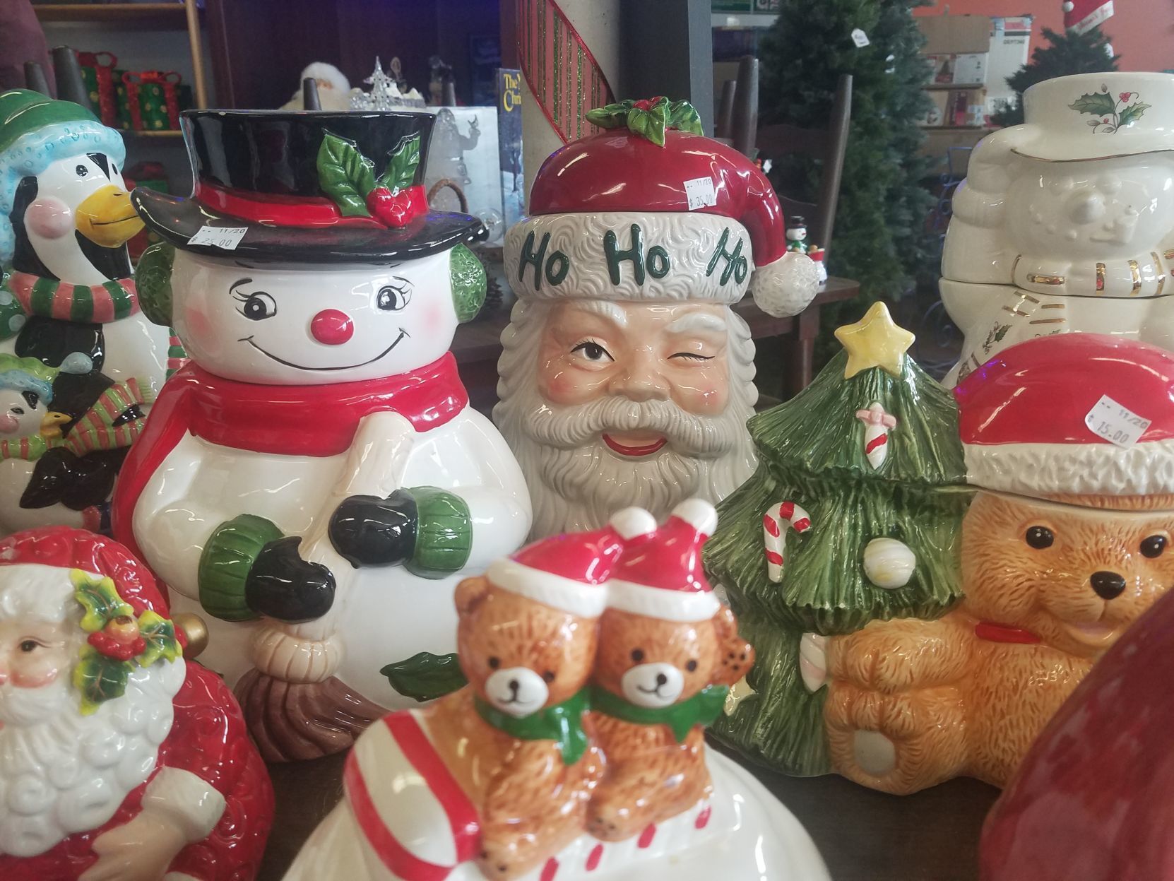 1976 Santa Family Wooden Comar Christmas Ornaments Set Snowman Angel Mrs Claus